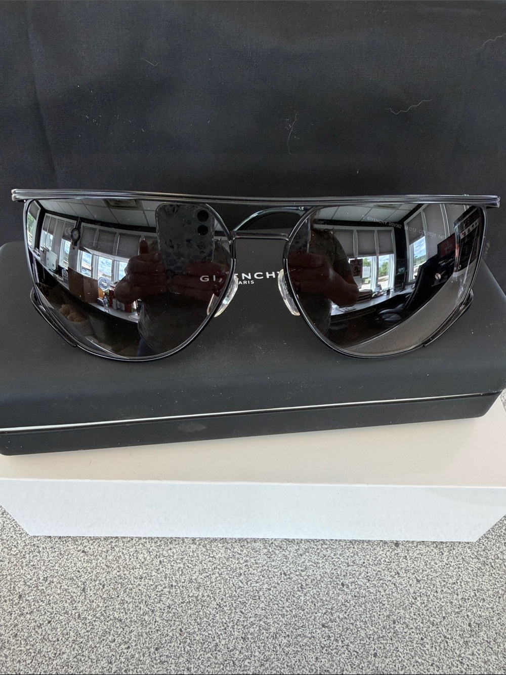 Givenchy Black Aviator Shield Sunglasses
